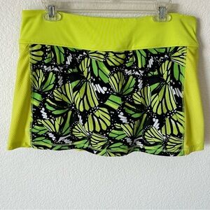 Fila Neon Green butterfly Athletic Golfing Skirt with Shorts